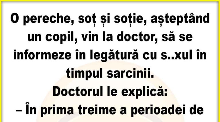 Banc: O pereche, soț și soție, asteptând un copil, vin la doctor să