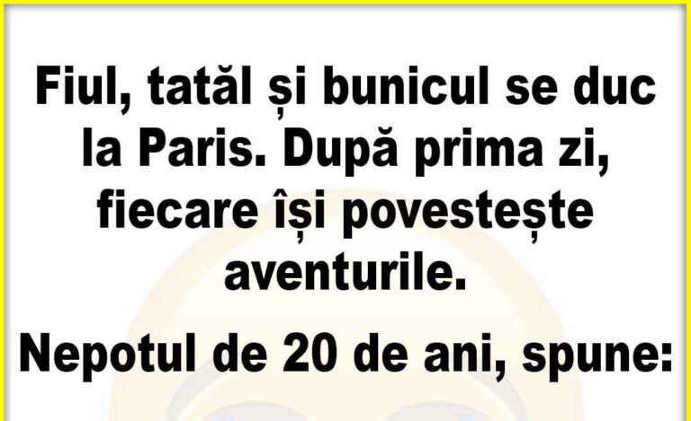 Fiul, tatăl și bunicul se duc la Paris. După prima zi, fiecare își povestește