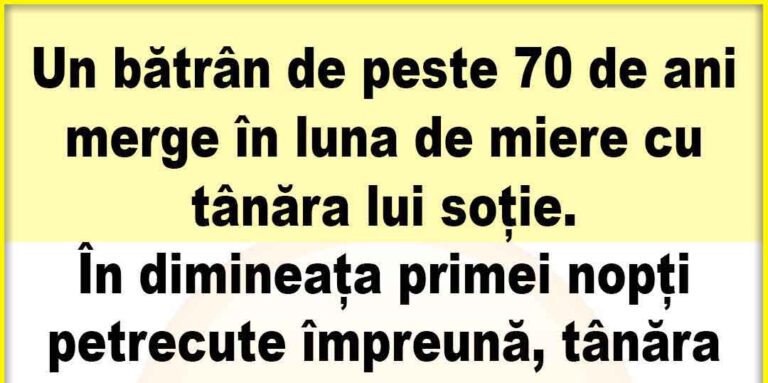 Un bătrân de peste șaptezeci de ani merge în luna de miere