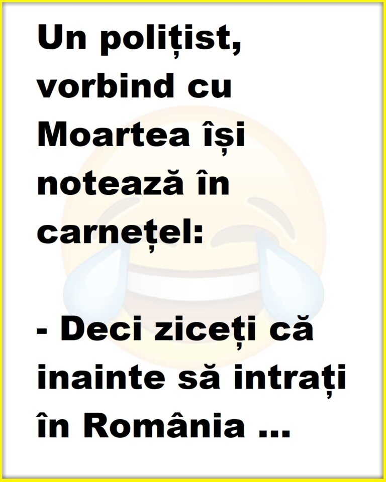 Un polițist, vorbind cu Moartea își notează în carnețel: